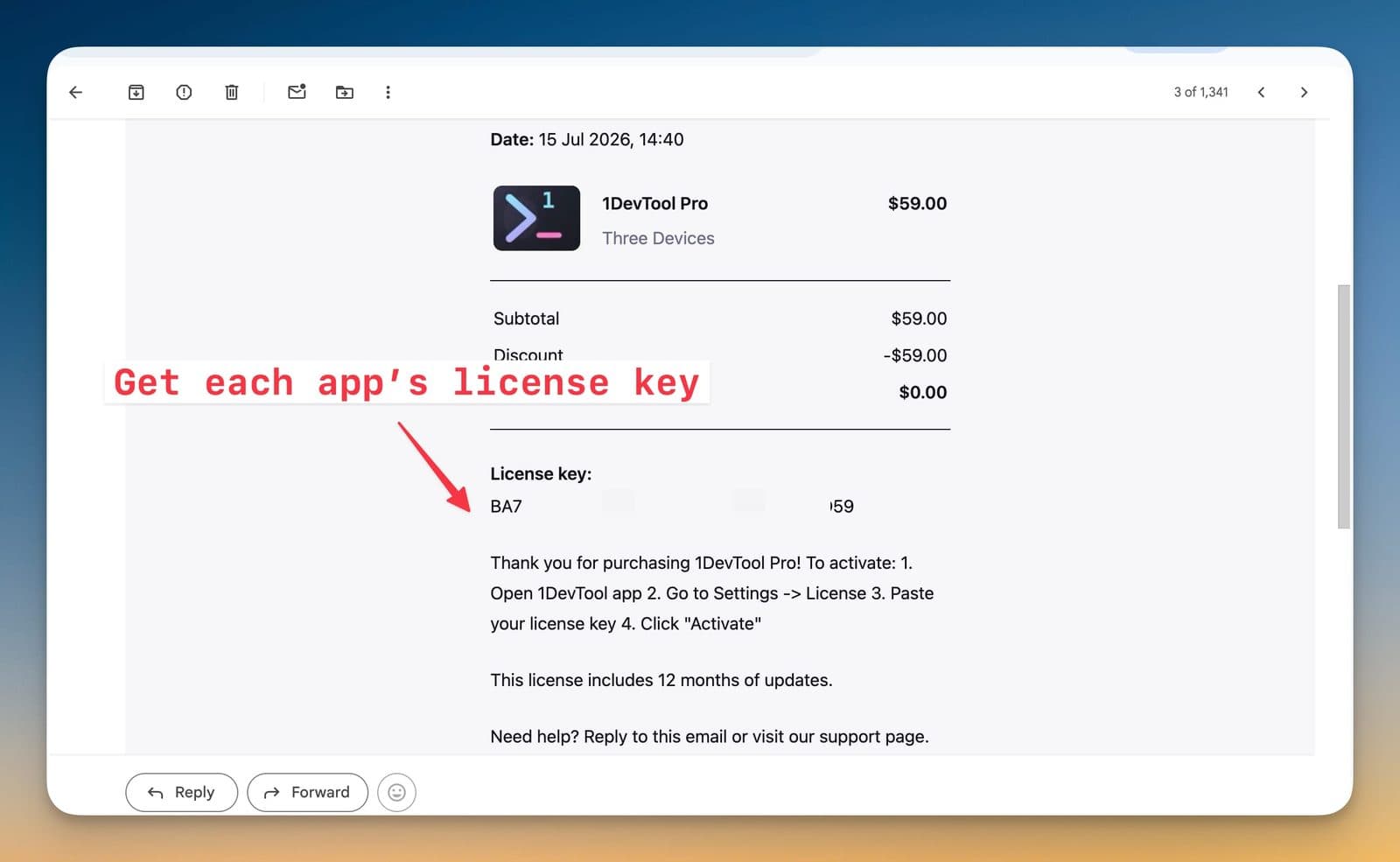 Each one issues that app's own real license key.